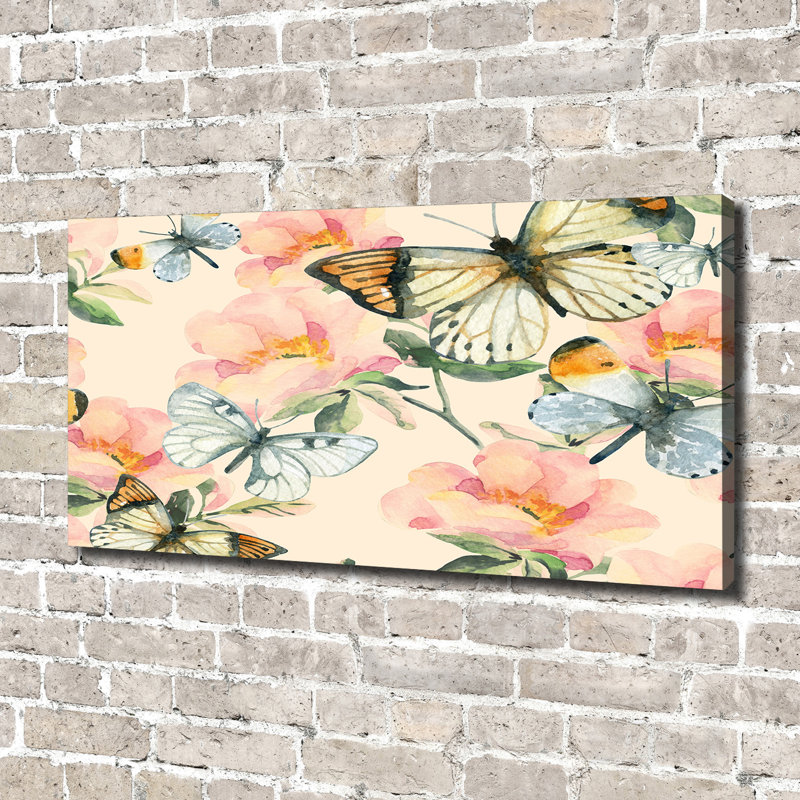 Butterflies And Flowers - No Frame Print on Canvas