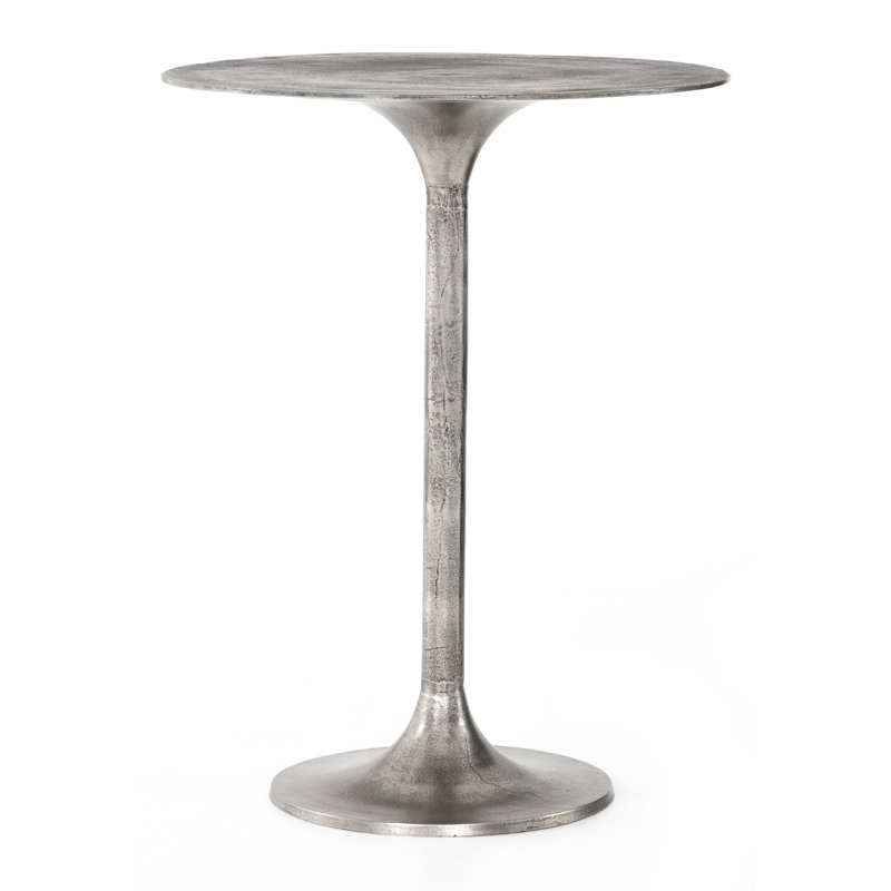 Felix Pedestal Dining Table, Bar Height ( 42" Height), Raw Antique Nickel