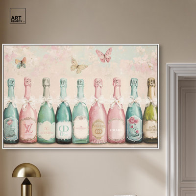 Art mural sur toile, Champagne Mint and Pink Collection