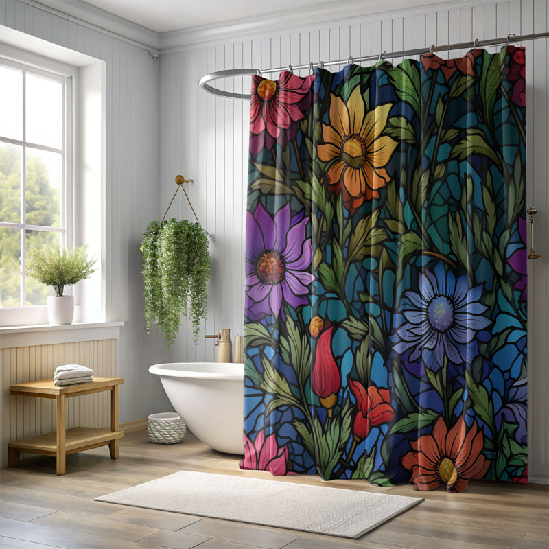 Rideaux de douche en verre 1 pièce, H 74 po x l 71 po