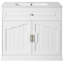 Meuble-lavabo moderne 35,02 po avec lavabo en céramique, mécanisme de fermeture en douceur et organisateur de porte d'armoire en bois massif renforcé, 2 portes, tablettes à trous multiples-1653000255