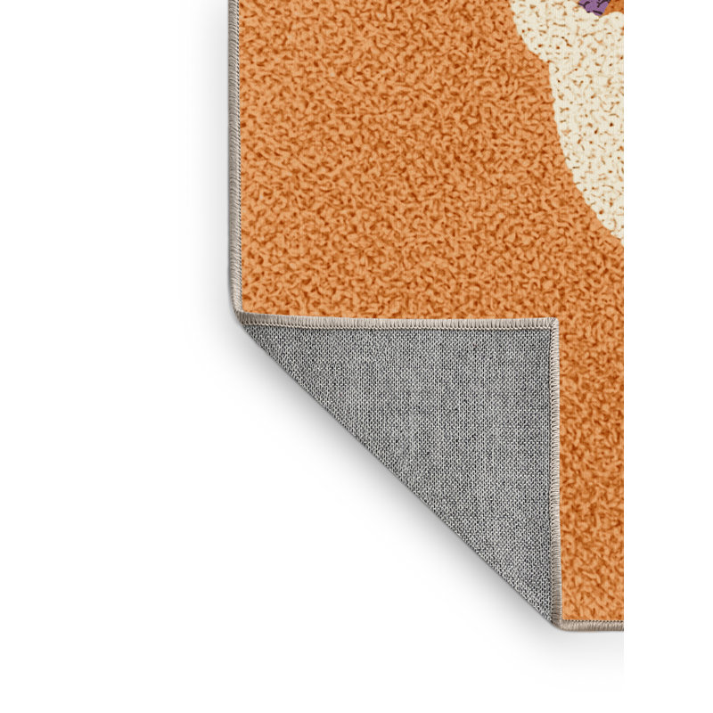 Tapis abstrait moderne et contemporain lavable à la machine Adamek en brun - reliure beige, 8 x 12