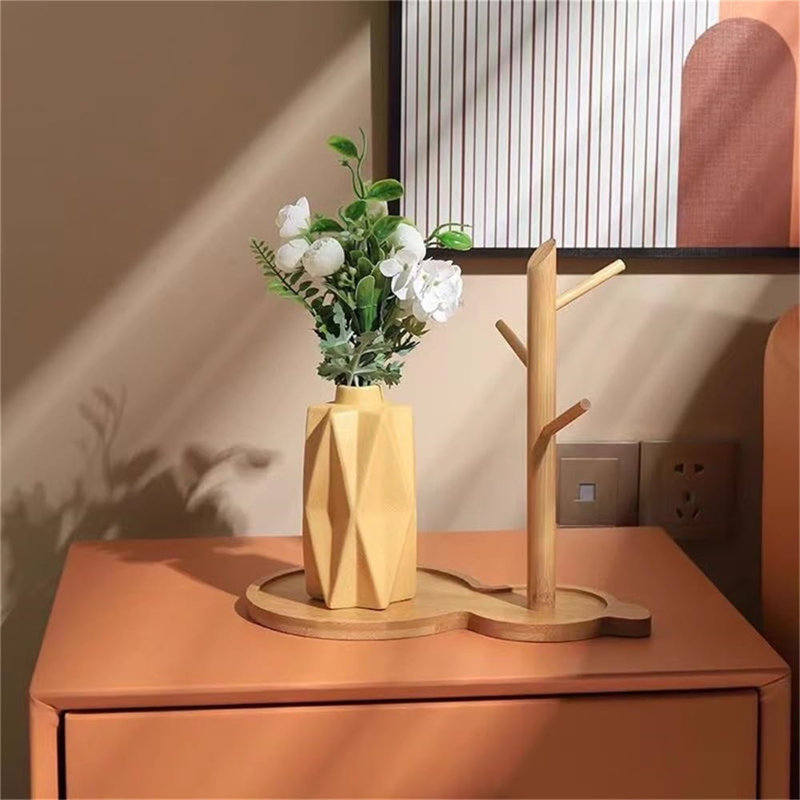 Solid Wood Wall Organizer with Key Hooks