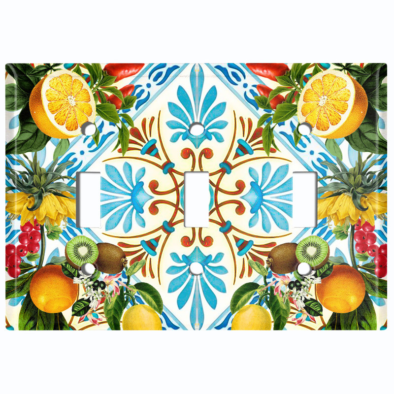 Patterned 3 - Gang Toggle Light Switch Standard Wall Plate
