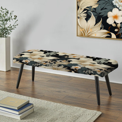 Miroir neutre à motif tropical - banc rembourré noir Tropical