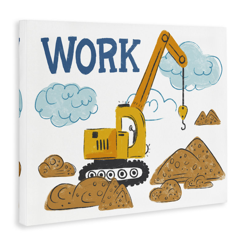 "Construction Work Bulldozer", art mural par Diane Labombarbe, H 24 po x l 30 po