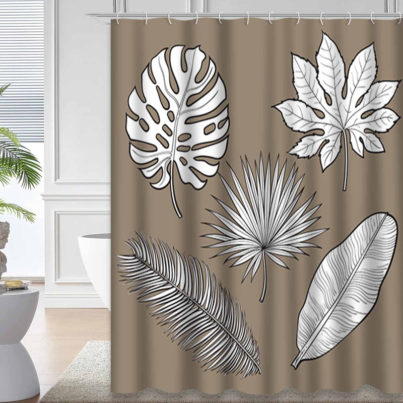 Rideau de douche avec 12 crochets Tropical, L 72 po x l 84 po