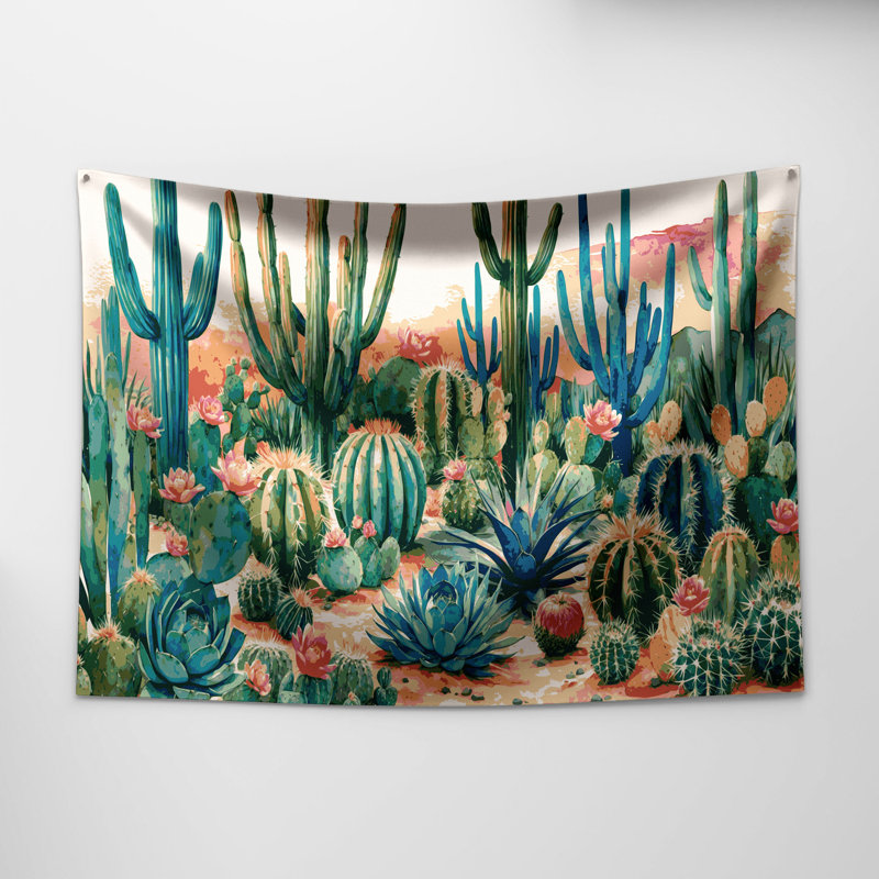 Tapisserie murale "Jardin de cactus" 98 Southwestern, 26 po x 36 po