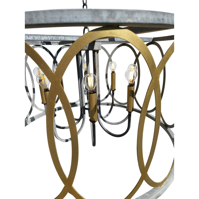 New Orleans 8 - Light Candle Style Drum Chandelier, Deep Ocean