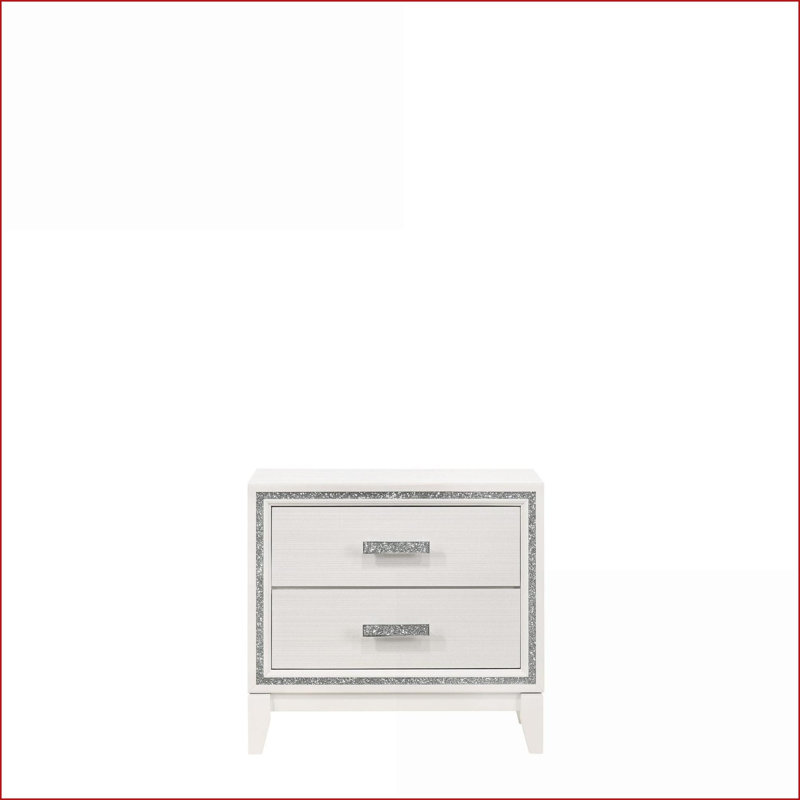 Table de chevet moderne avec 2 tiroirs pour chambre Haiden, Blanc