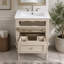 Meuble-lavabo de 20 po avec lavabo en céramique, armoire de rangement avec tablette ouverte, armoire de salle de bain rétro avec 2 tiroirs-269184624