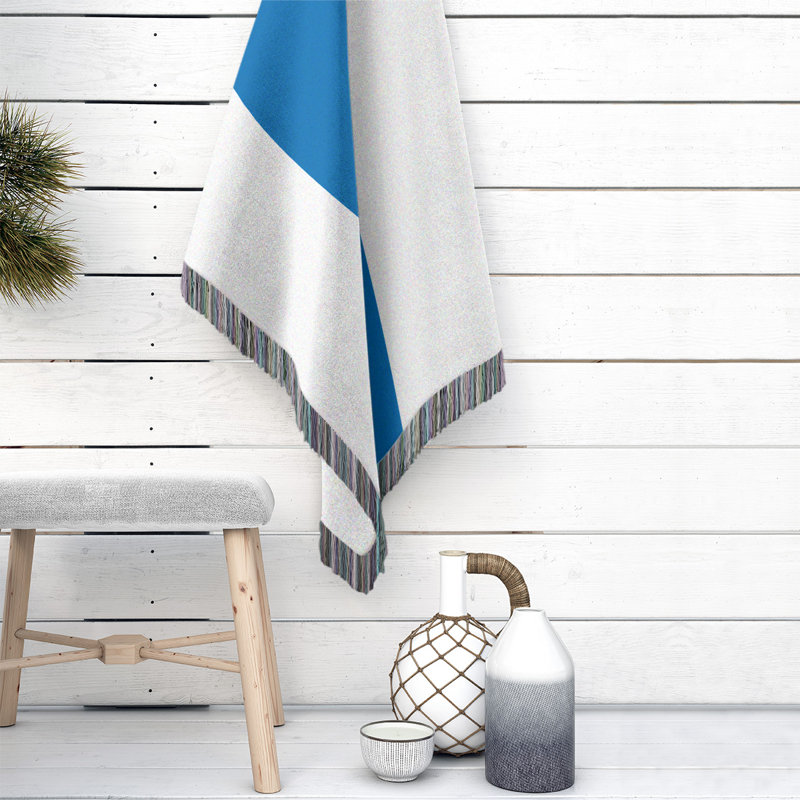 Couverture en coton basket Golden State, Blanc doré / bleu royal, l 50 po x L 60 po