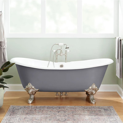 72" Lena Cast Iron Clawfoot Soaking Tub