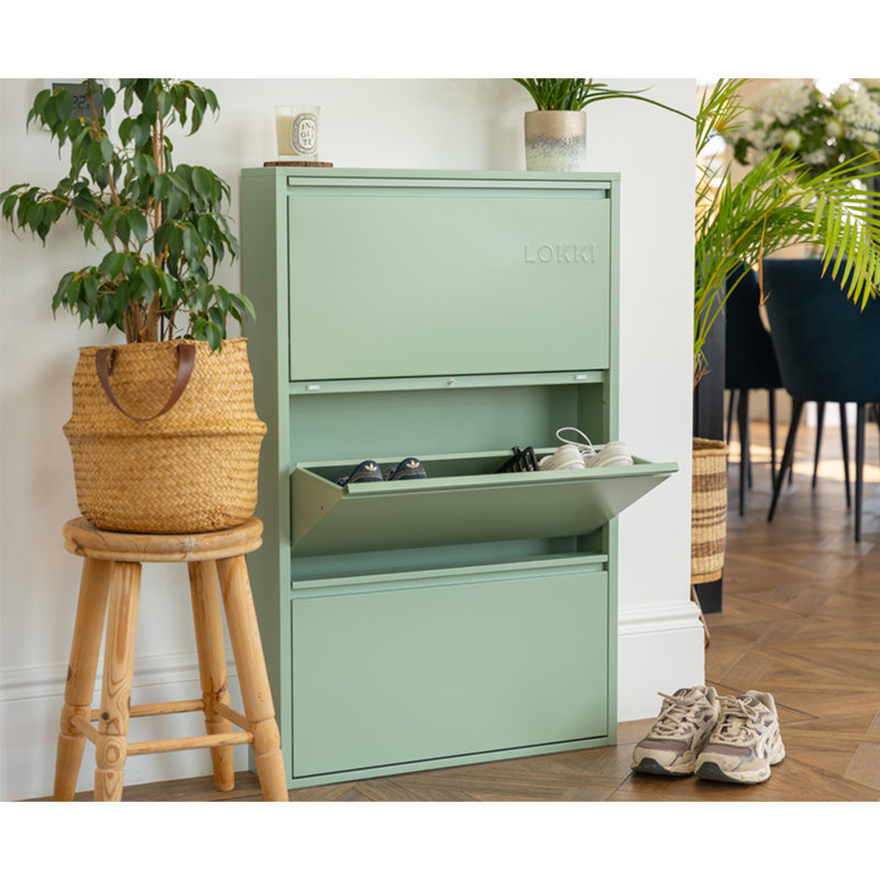 Cathelene 6 Pair Shoe Storage Cabinet, Sage Green