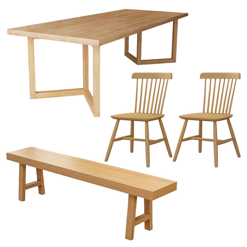 Ensemble de tables haut de gamme en bois massif, H 29,52 po x L 70,86 po x l 31,49 po