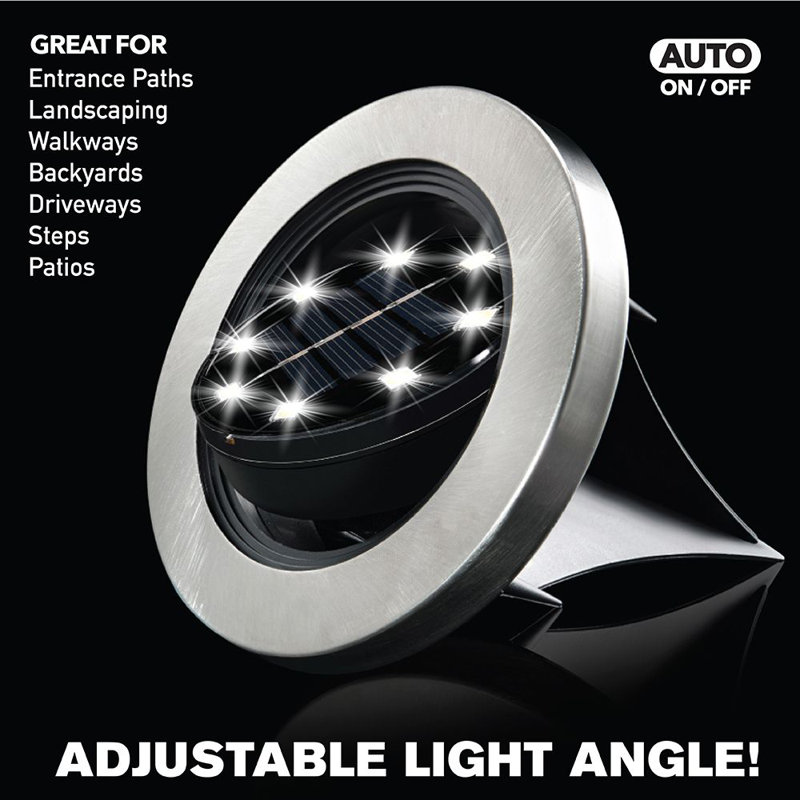Stainless Steel Solar Powered Swivel LED Pathway Lights, 8-Pack