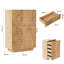 73cm W 5-Drawer Chest with 3-Colour LED Light,  Nordic Minimalist Tall Dresser with Metal Handles, Natural Oak Effect