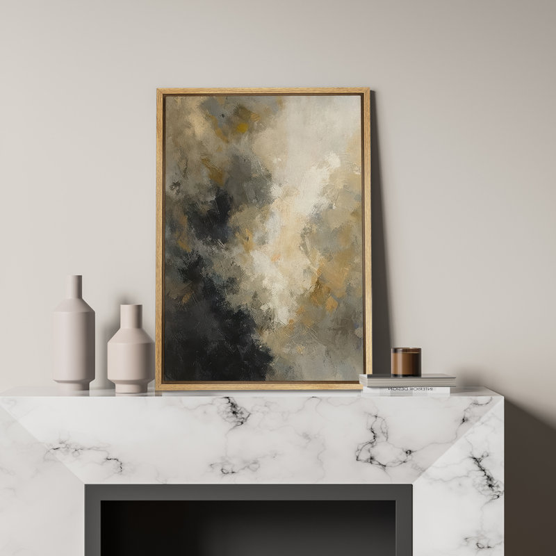 Impression sur toile encadrée noire et grise pour la décoration du salon, Naturel, H 36 po x l 24 po, Cadre flottant