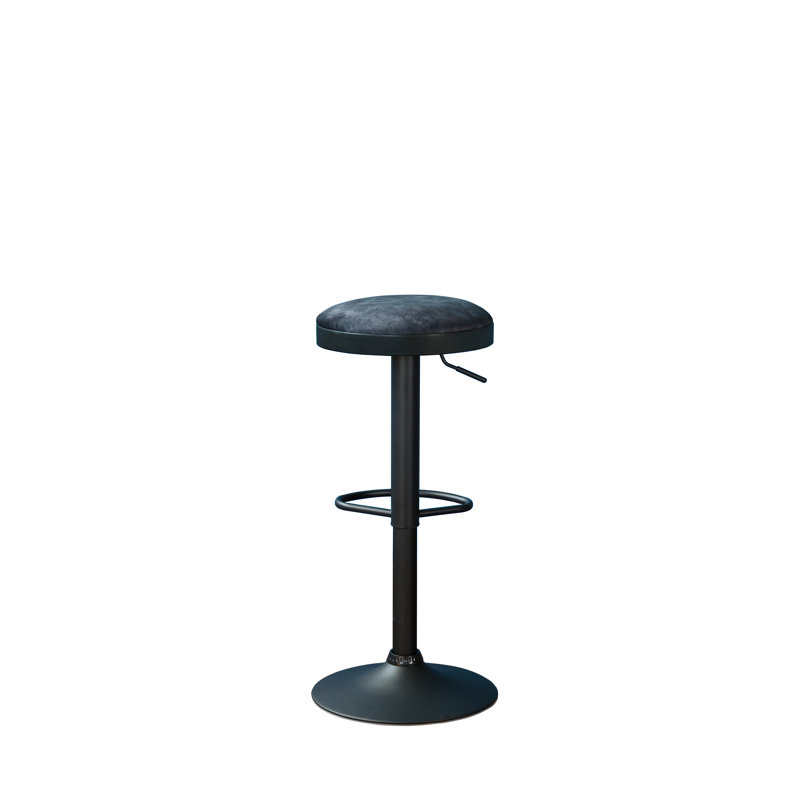 Swivel Upholstered Adjustable Height Counter Stool with Metal Frame, Grey
