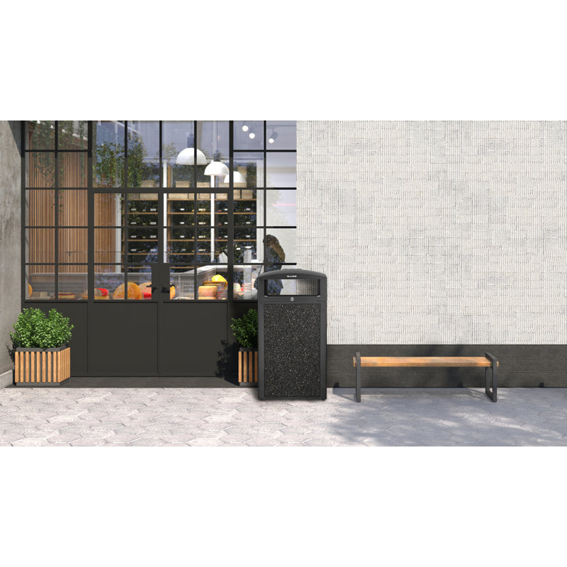 Poubelle commerciale en acier 40 gallons avec couvercle en cendrier, gris