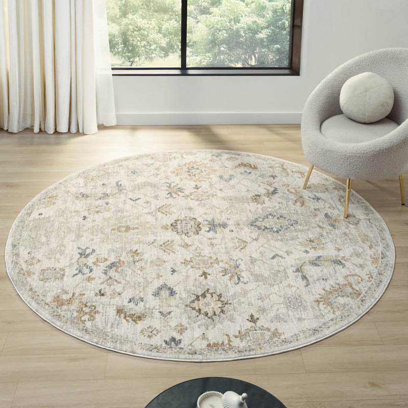 Fortuna Traditional Floral Filigree Performance Woven Indoor Area Rug, 6'6" x 6'6"