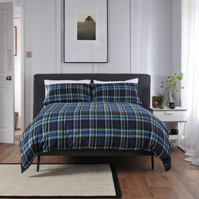 Cotton Chequered Duvet Cover with Pillowcases