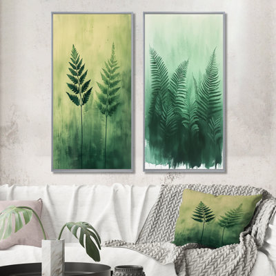 Minimalisme «Fern Tranquility On The Plains I», collection d'art mural floral à 2 panneaux