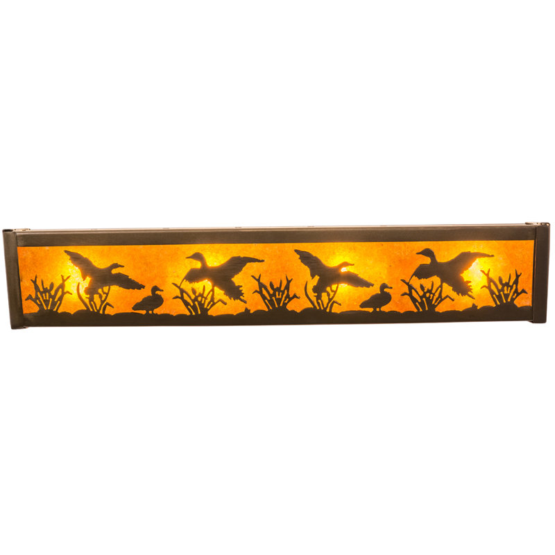 Rustic Lodge 4 - Light Bath Bar, Antique Copper, Amber