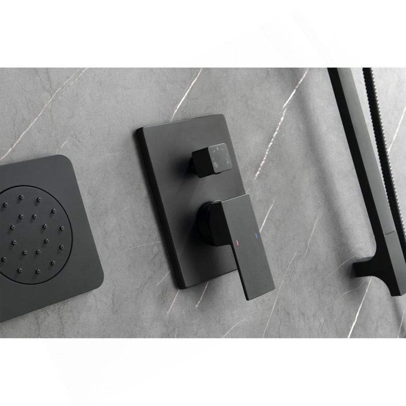 Remplacement de l'ensemble de valve de poignée de douche à 3 voies en laiton massif, Noir mat