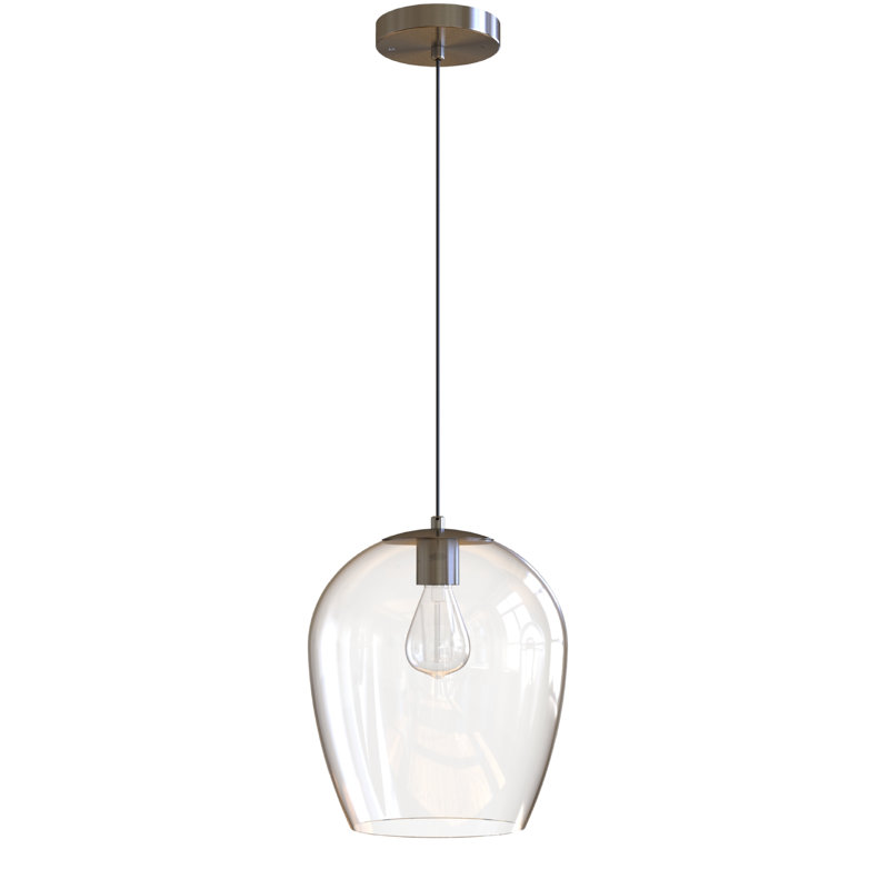 Grand luminaire suspendu en verre chromé, Grand chrome, H 12 po x l 10 po x P 10 po