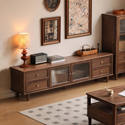 78"W Solid Walnut Modern Traditional TV Stand
