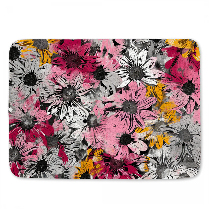 Tapis de bain floral, L 24 po x l 17 po