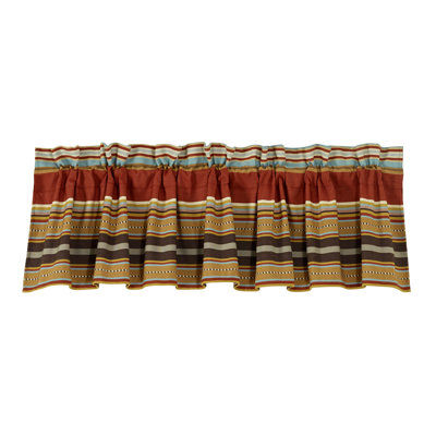 Calhoun Orange Brown Blue Striped Western Window Valance Rod Pocket 18x84 inch