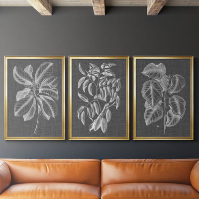Graphic Foliage II - Toile tendue avec châssis sur mesure - 3 pièces