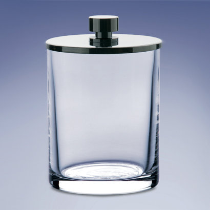 Pot de rangement en coton en verre de cristal congelé ou contenant Accessories, Chrome avec verre transparent