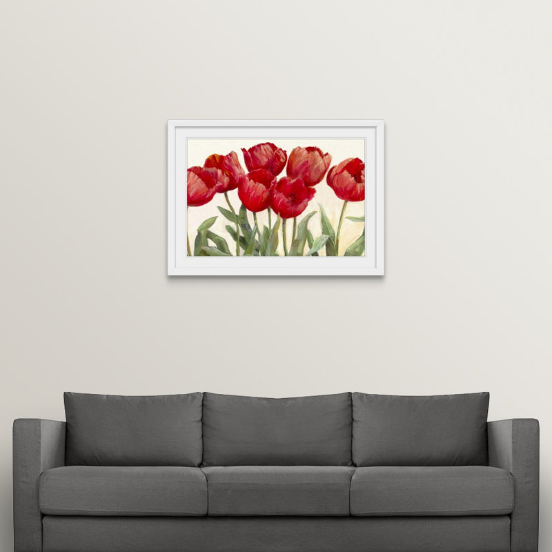 " Ruy Tulips " Print, 32" H x 44" W x 1" D, White Framed