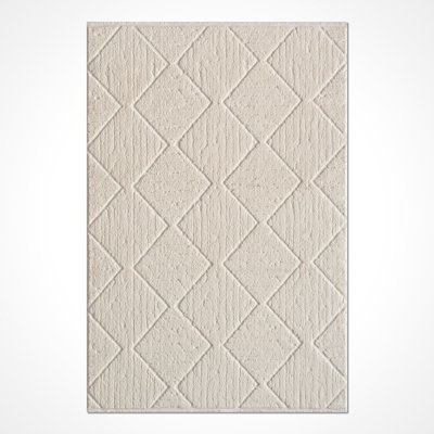 Modern Cream Machine Washable Non-Slip Area Rug