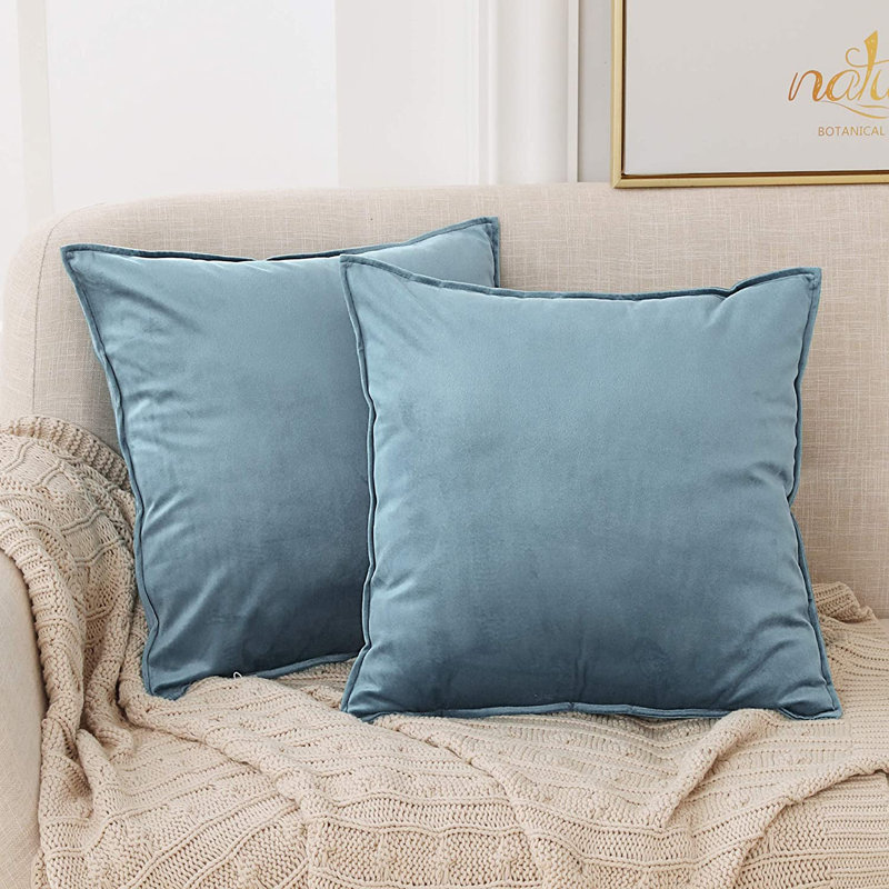 Fritch Square Throw Pillow Cover, Stone Blue, 50cm H x 50cm W x 1cm D