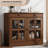 35.4 in Sideboard Buffet Cabinets with Glass Door, Buffet Cabinet with Storage, White Sideboard Cabinet with Drawer-645795814