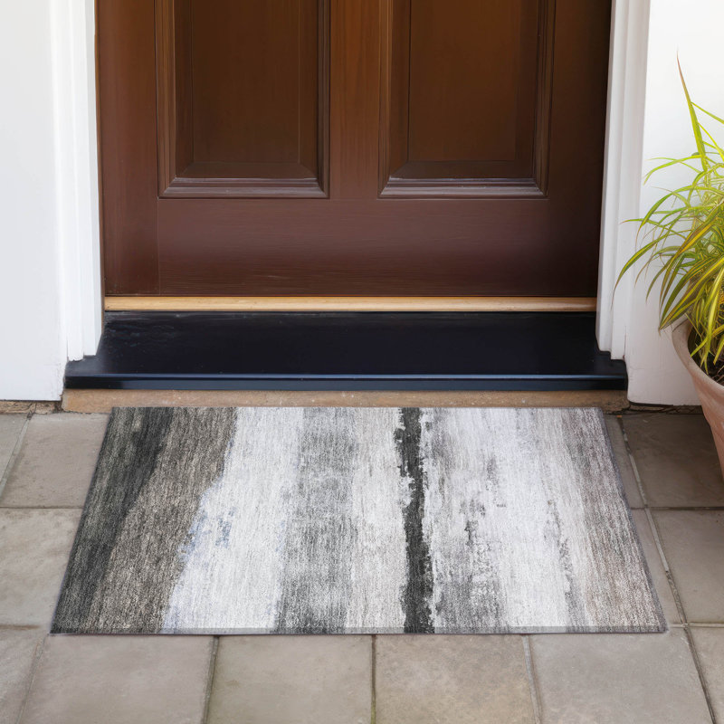 Tapis rayé intérieur / extérieur lavable à la machine ACN2169, Rectangle 1 pi 8 po x 2 pi 6 po