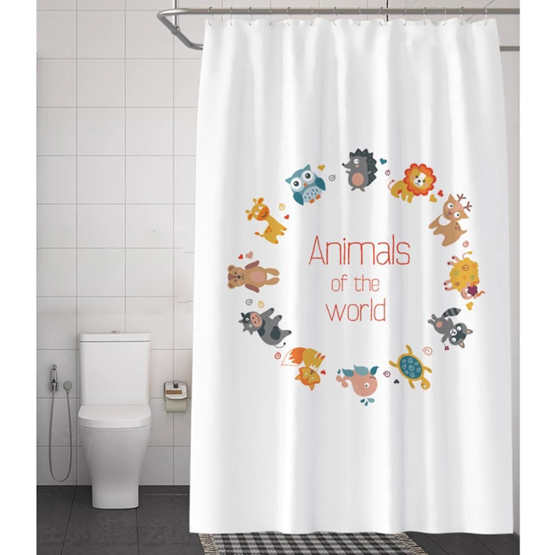 Rideau de douche en polyester avec crochets