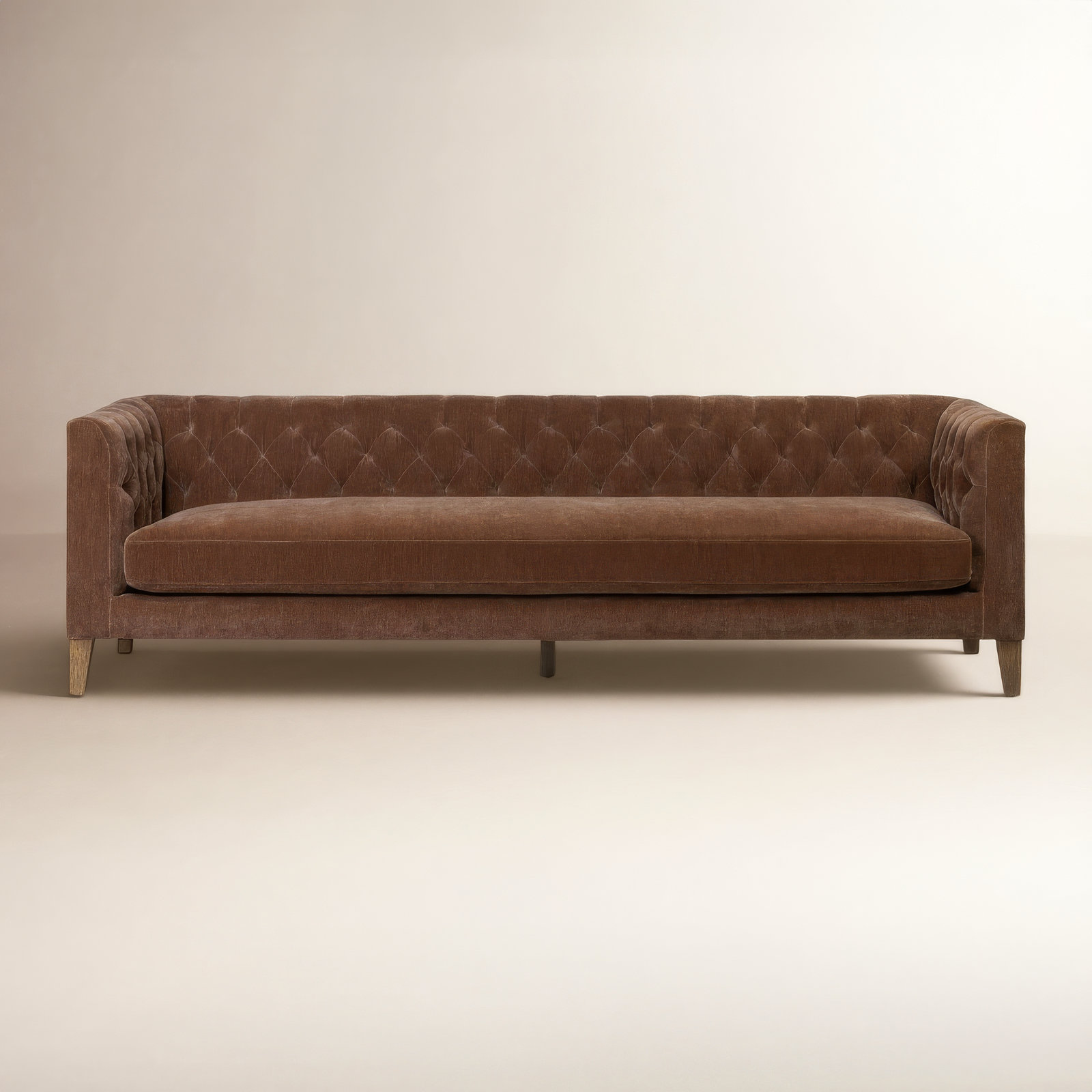 Beola 96" Tufted Chesterfield Sofa, Amici Tobacco Velvet