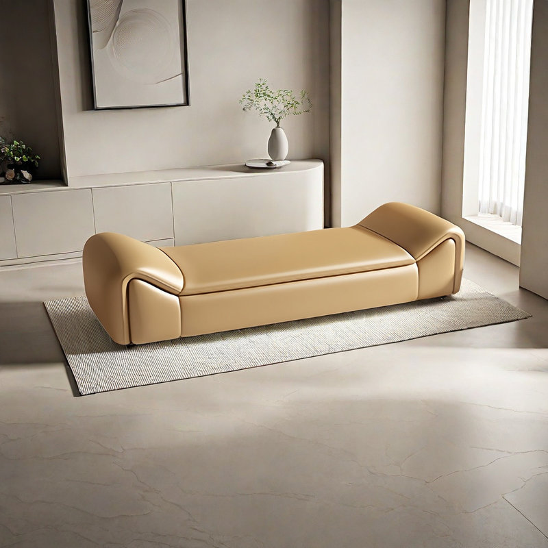 Banc rembourré en cuir Nanshi, Orange