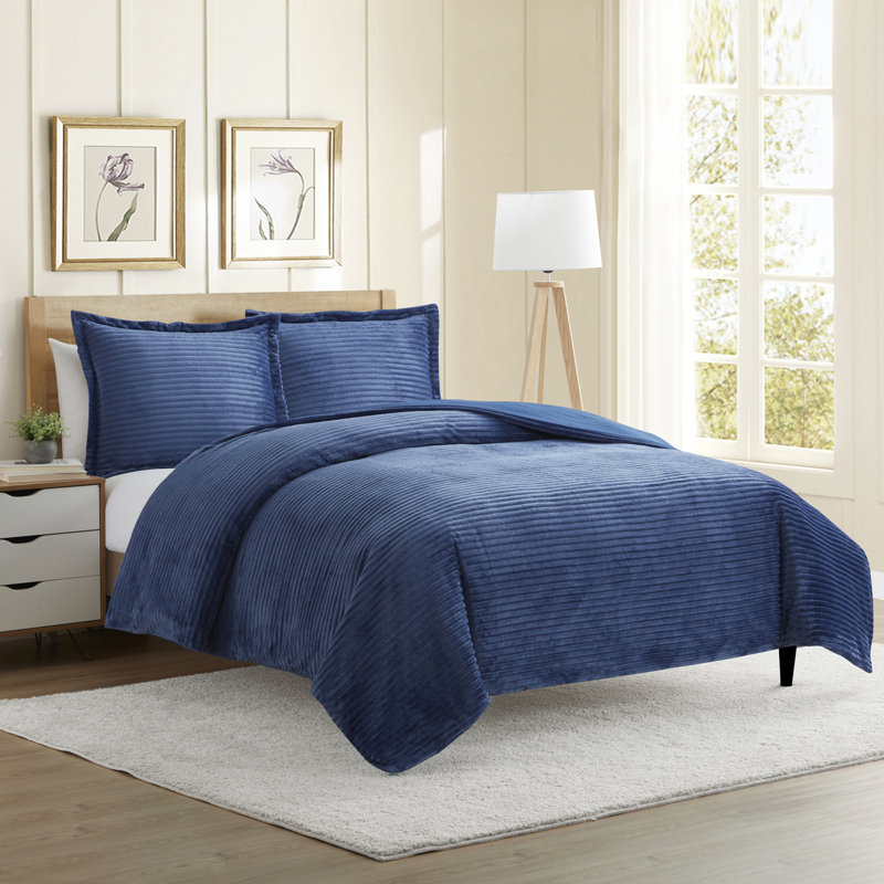 Duvet Cover, Navy Blue, Queen Duvet Cover + 2 Standard Shams