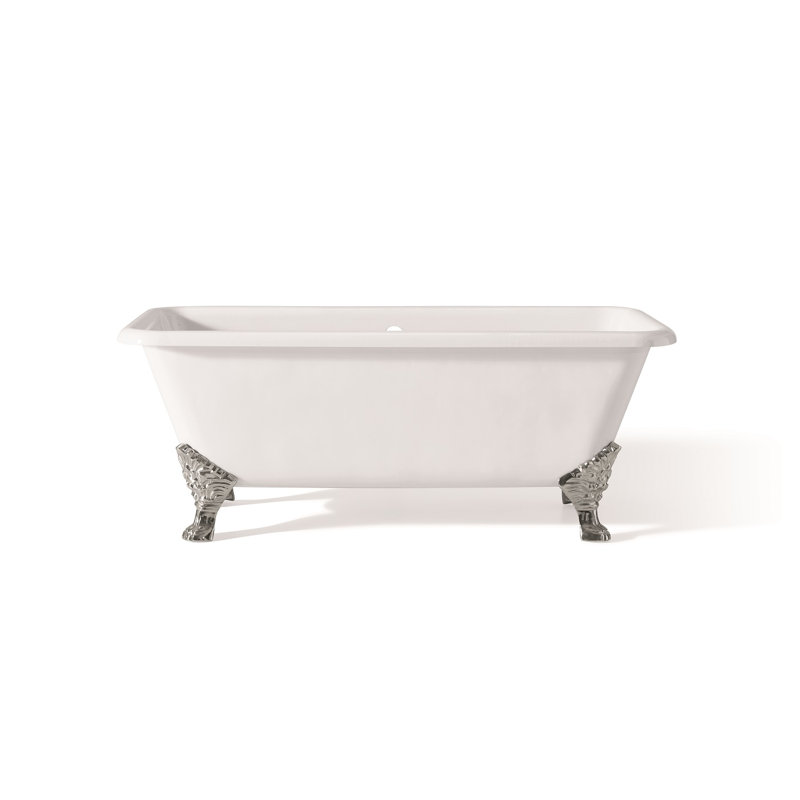 Jarques 66.875'' x 31.875'' Soaking Cast Iron Bathtub, White Interior with Custom Exterior, Chrome