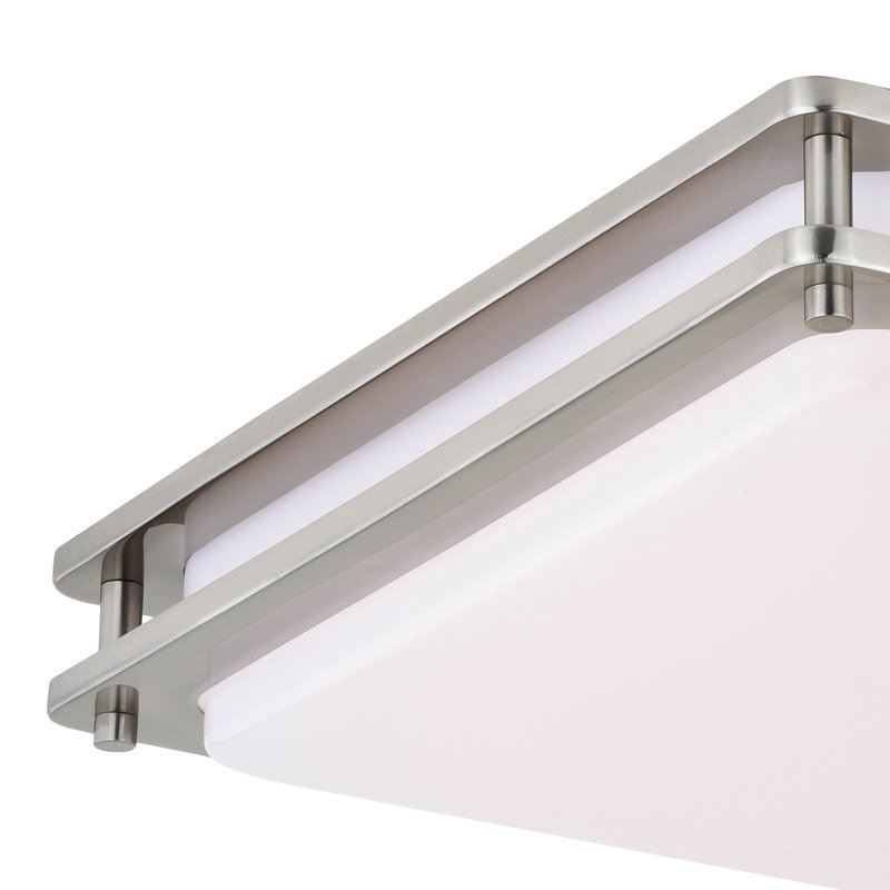 Barreda Acrylic LED Flush Mount, Satin Nickel, 3.5" H x 16" W x 16" D