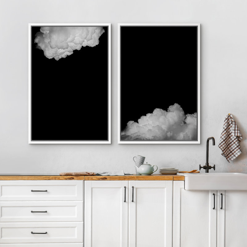 Black Clouds Vintage Illustrations Rustic Decor Living Room Decor BRC190, White, 36" H x 24" W