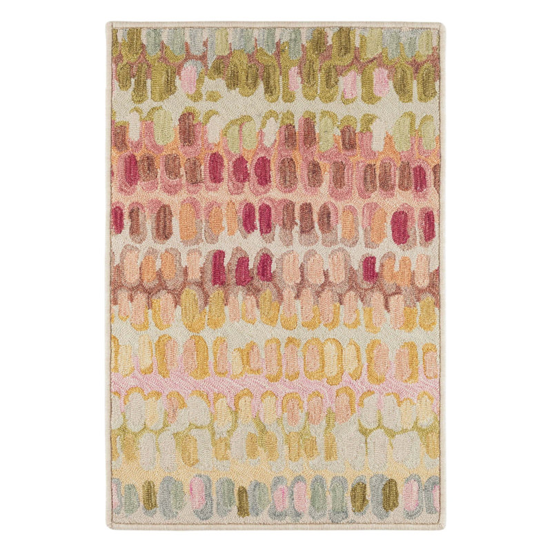 Paint Chip Pastel Hand Micro Hooked Wool Rug, Rectangle 2' x 3'
