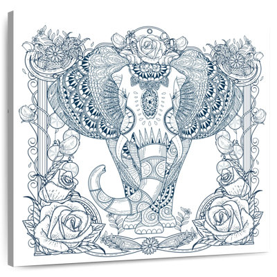 Crowle Blue Floral Elephant