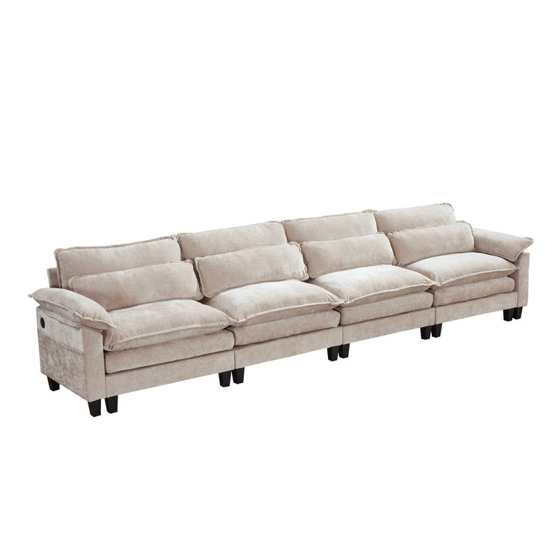 Canapé modulaire Luqi, Beige, 4, H 35,8 po x l 150,4 po x P 32,4 po